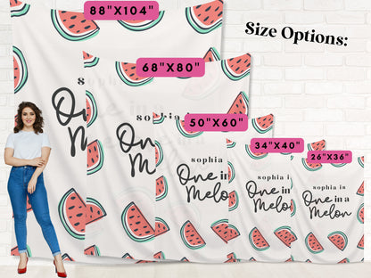 One in a Melon Summer Watermelon Customizable 1st Birthday Backdrop | Little Sweetie Custom Birthday Party or Baby Shower Banner