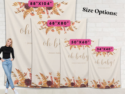 Oh Baby Fall Floral Custom Banner | Customizable Autumn Baby Shower Backdrop | Our Little Pumpkin 1st, 2nd, 3rd Birthday