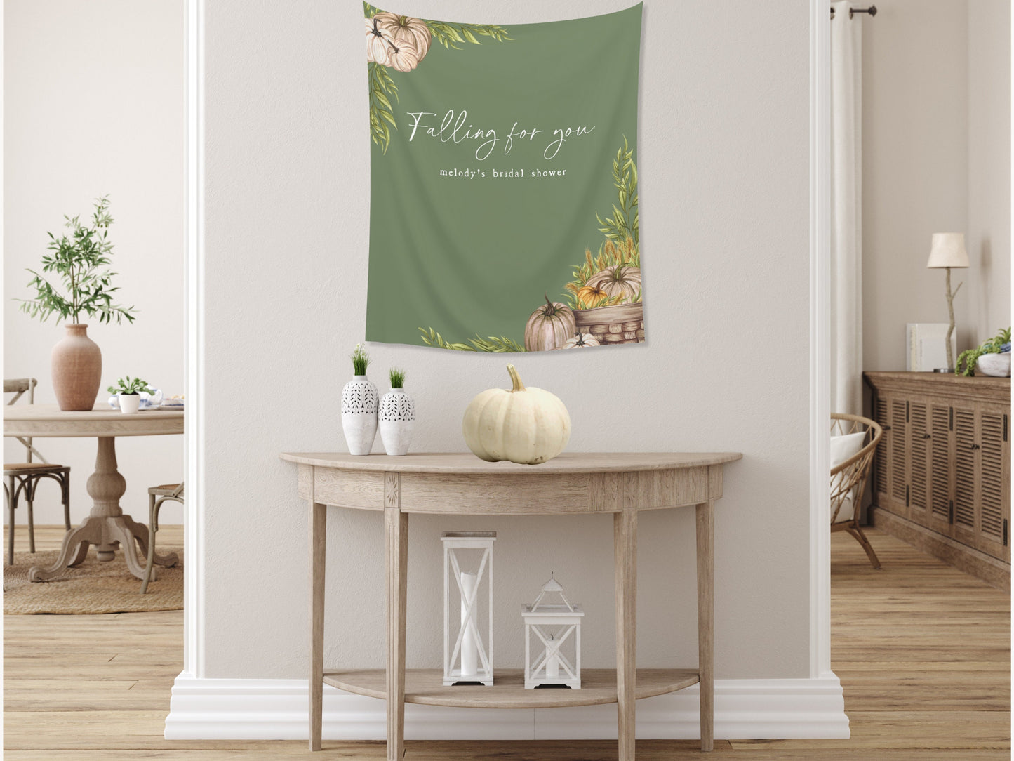 Falling in Love Banner Fall Party - Falling for You - Fall in Love  - Our Little Pumpkin - October Baby Shower Décor - Custom Backdrop - Engagement Party - Bridal Shower