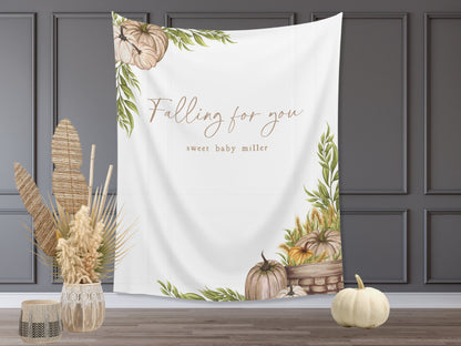 Falling in Love Banner Fall Party - Falling for You - Fall in Love  - Our Little Pumpkin - October Baby Shower Décor - Custom Backdrop - Engagement Party - Bridal Shower