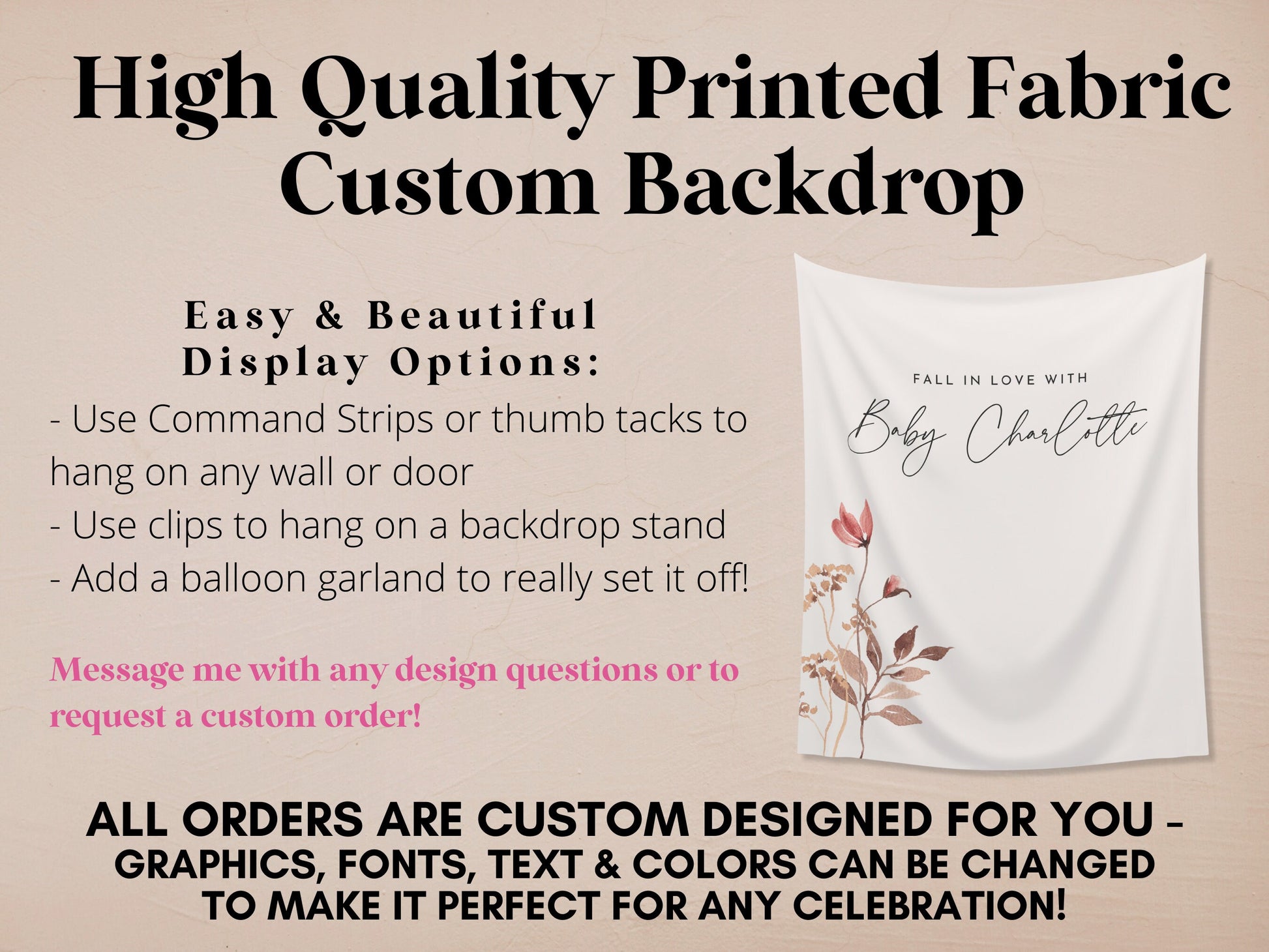 Falling in Love with Baby Fall Wildflower Custom Banner | Customizable Autumn Baby Shower Backdrop | 1st Birthday | Future Mrs Bridal Shower