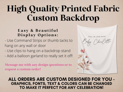 Falling in Love with Baby Fall Wildflower Custom Banner | Customizable Autumn Baby Shower Backdrop | 1st Birthday | Future Mrs Bridal Shower