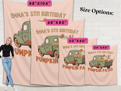 Pumpkin Patch Leopard Truck Custom Text Banner | Customizable Fall Backdrop | 1st Birthday, Kid Birthday, Fall Festival or Baby Shower Décor