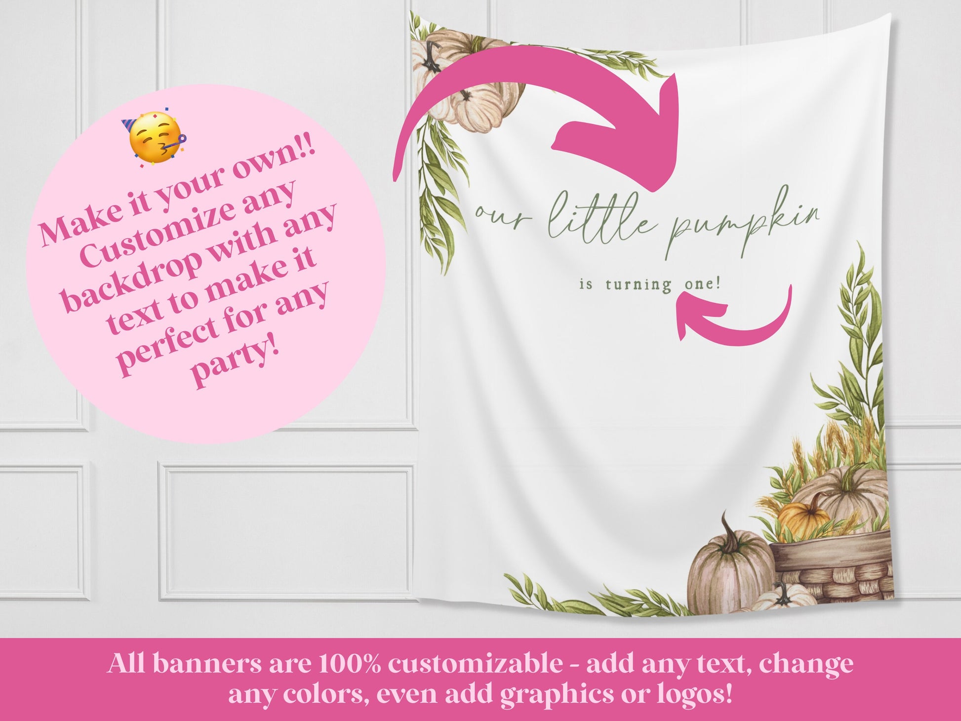 Falling for You Pumpkin & Greenery Custom Banner | Customizable Autumn Baby Shower Backdrop | Bridal Shower or Engagement | Fall in Love