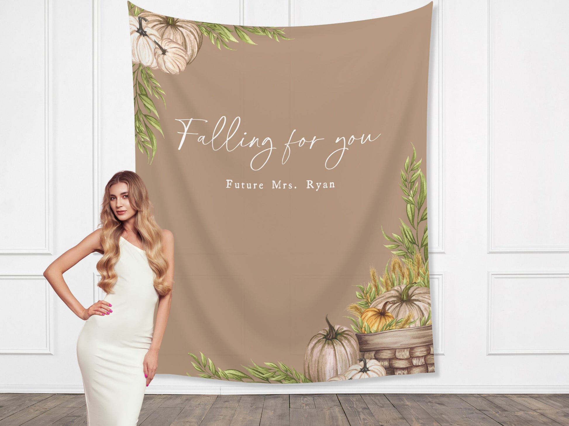 Falling in Love Banner Fall Party - Falling for You - Fall in Love  - Our Little Pumpkin - October Baby Shower Décor - Custom Backdrop - Engagement Party - Bridal Shower