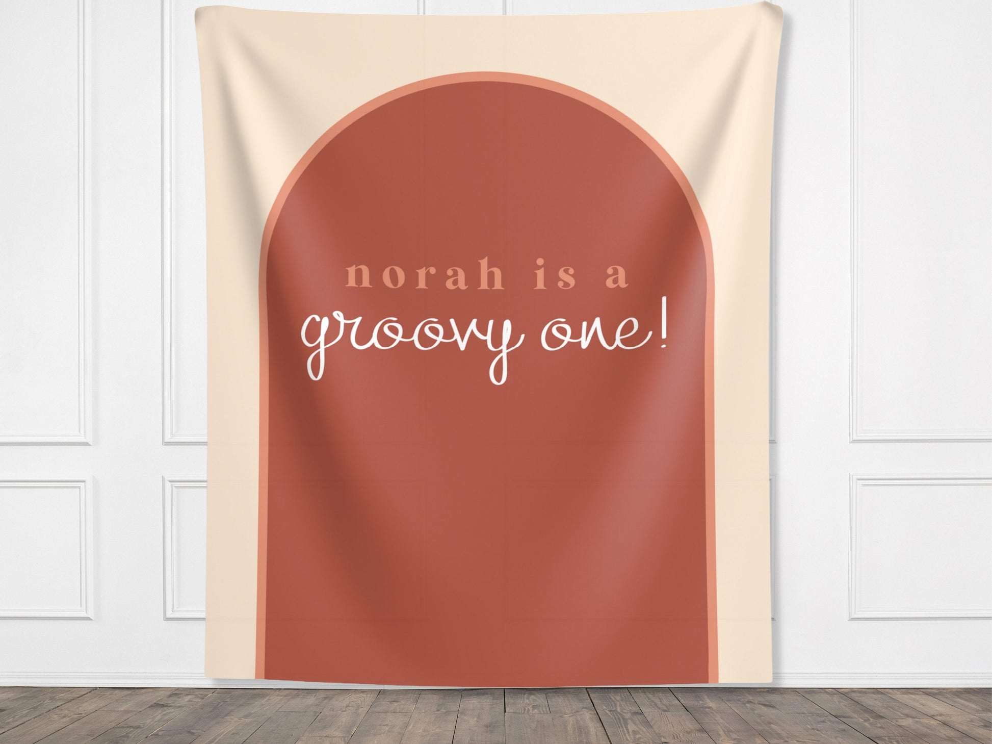 Arch Custom Text Party Banner| Personalized Name or Saying Arch Backdrop Retro Boho Bachelorette, Baby Shower and Birthday Party Décor