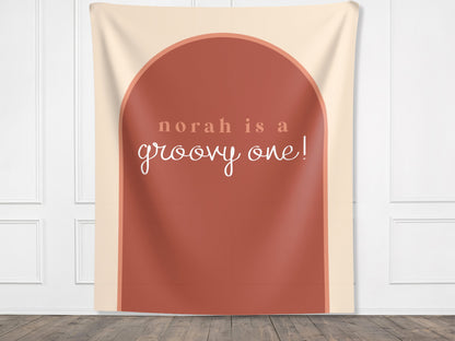 Arch Custom Text Party Banner| Personalized Name or Saying Arch Backdrop Retro Boho Bachelorette, Baby Shower and Birthday Party Décor
