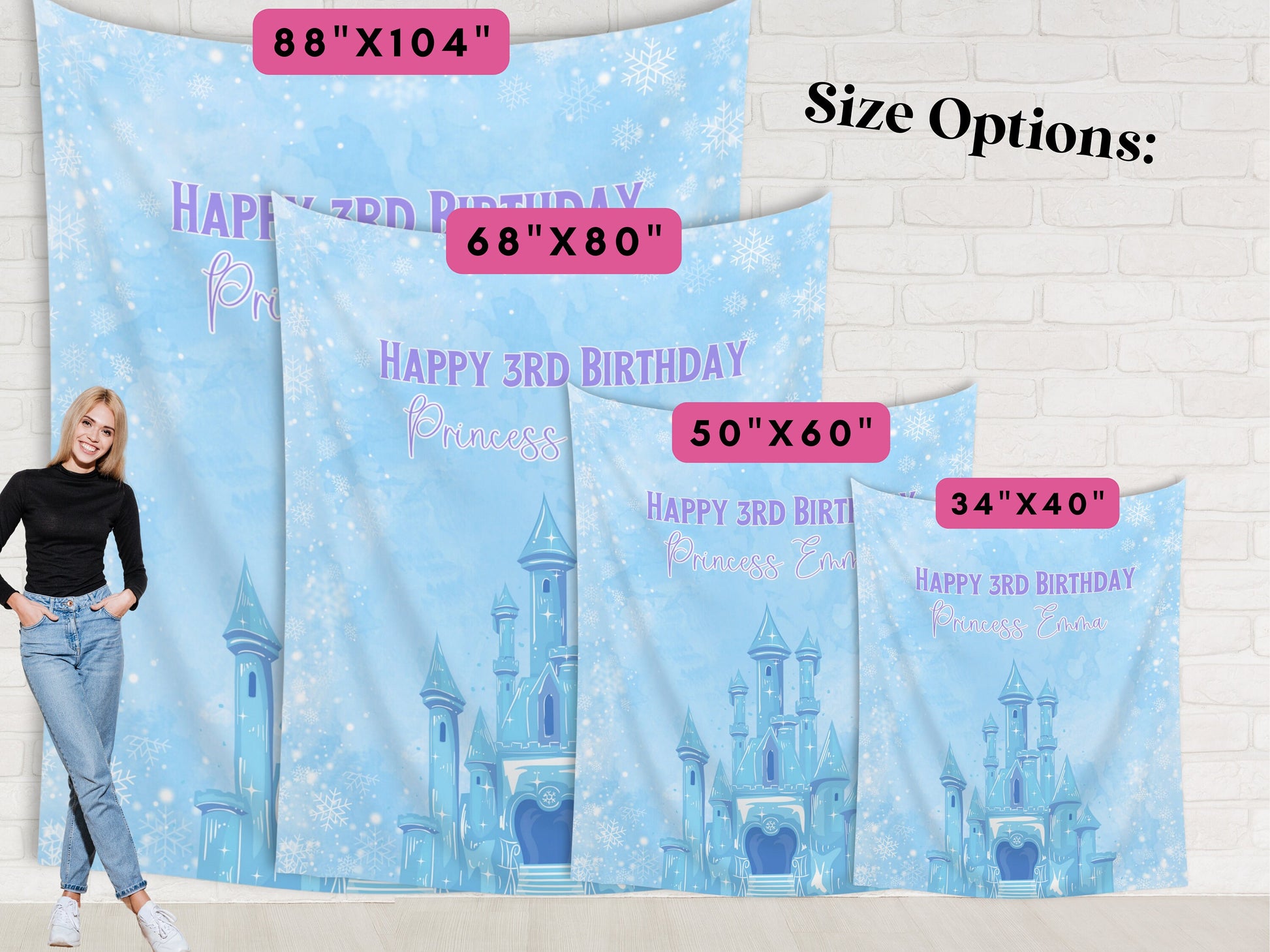 Frozen Birthday Party Banner | First Time in Four-Ever Banner | Completely Customizable Winter Birthday Décor | Personalized Princess Sign