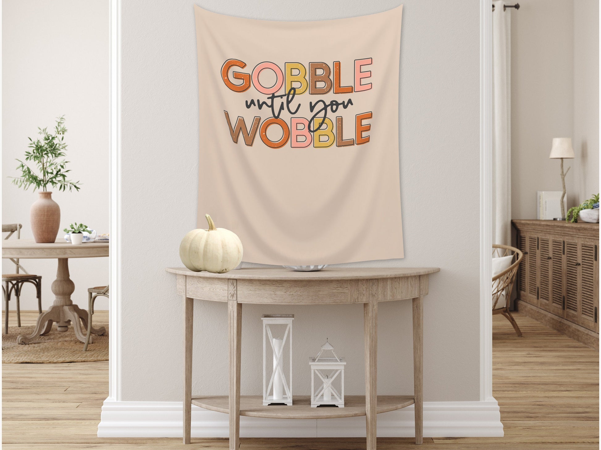 Gobble Until You Wobble Custom Thanksgiving Banner | Custom Friendsgiving Party Backdrop for Balloon Garland | Funny Cute Thanksgiving Décor