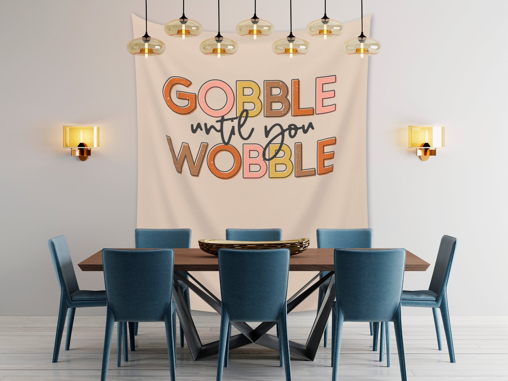 Gobble Until You Wobble Custom Thanksgiving Banner | Custom Friendsgiving Party Backdrop for Balloon Garland | Funny Cute Thanksgiving Décor