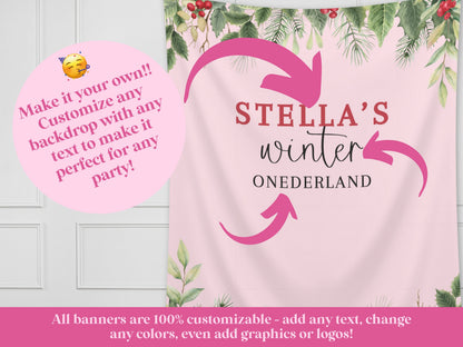 Santa Baby Custom Baby Shower Banner | Holiday Party Backdrop for Balloon Garland | Mistletoe | Winter ONEderland | December Birthday Party