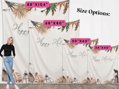 Cozy Chic Custom Holiday Banner | Black Christmas Party Backdrop for Balloon Garland | Rustic Boho Party or Shower Décor | Watercolor Wreath