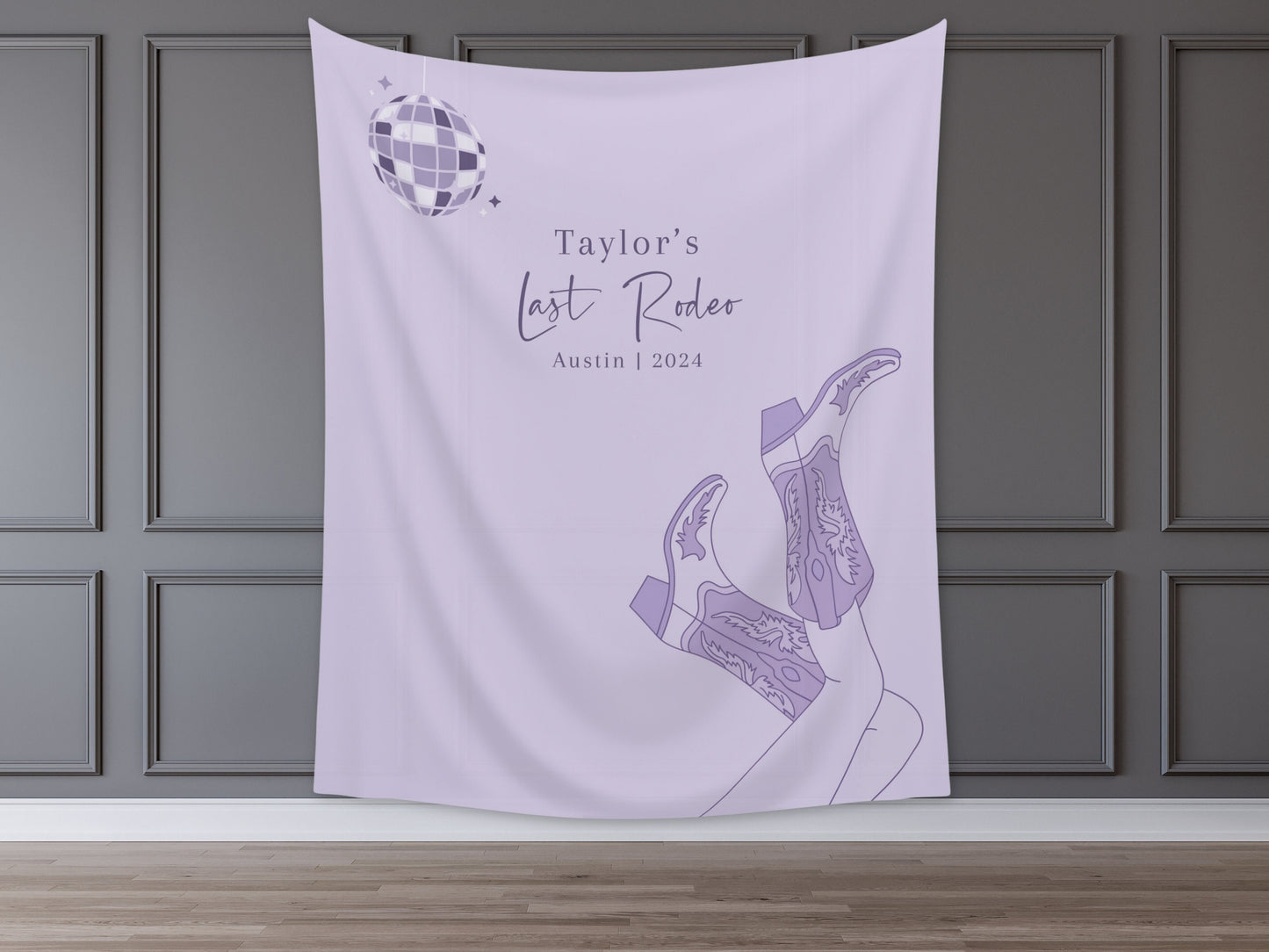 Custom Cowgirl Party Banner | Nashville Bachelorette Party | Personalized Disco Cowgirl Backdrop | Let's Go Girls | Last Rodeo | Western
