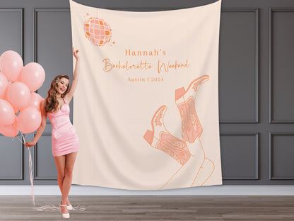 Custom Cowgirl Party Banner | Nashville Bachelorette Party | Personalized Disco Cowgirl Backdrop | Let's Go Girls | Last Rodeo | Western
