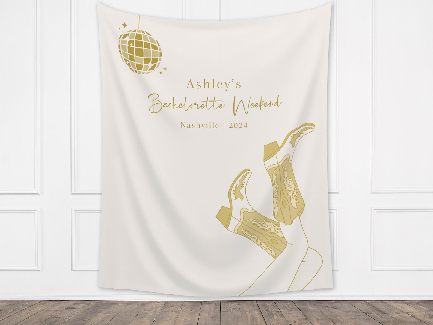 Custom Cowgirl Party Banner | Nashville Bachelorette Party | Personalized Disco Cowgirl Backdrop | Let's Go Girls | Last Rodeo | Western