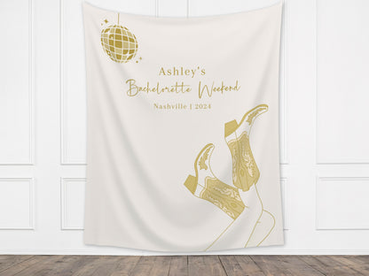 Custom Cowgirl Party Banner | Nashville Bachelorette Party | Personalized Disco Cowgirl Backdrop | Let's Go Girls | Last Rodeo | Western