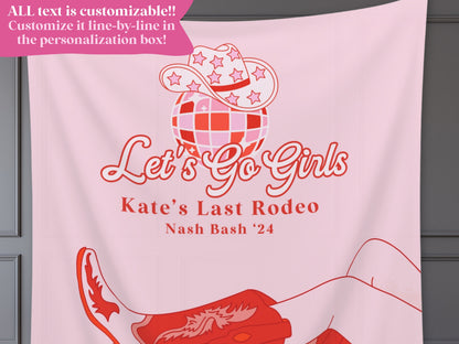 Let's Go Girls Custom Banner | Nashville Bachelorette Party | Personalized Disco Cowgirl Backdrop | | Last Rodeo | Girls Trip | Bride Gift