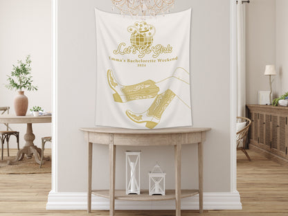 Let's Go Girls Custom Banner | Nashville Bachelorette Party | Personalized Disco Cowgirl Backdrop | | Last Rodeo | Girls Trip | Bride Gift