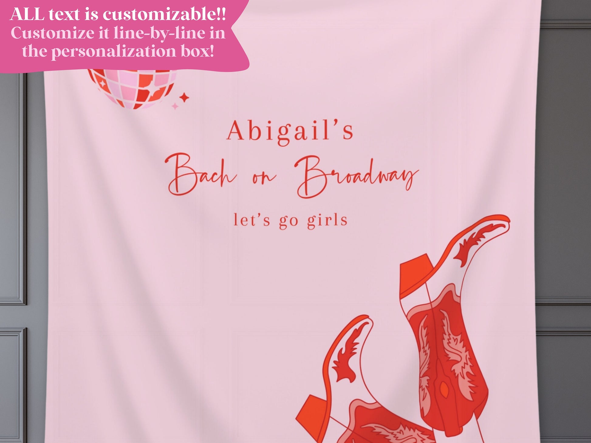 Custom Cowgirl Party Banner | Nashville Bachelorette Party | Personalized Disco Cowgirl Backdrop | Let's Go Girls | Last Rodeo | Western