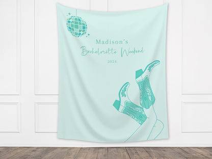 Custom Cowgirl Party Banner | Nashville Bachelorette Party | Personalized Disco Cowgirl Backdrop | Let's Go Girls | Last Rodeo | Western