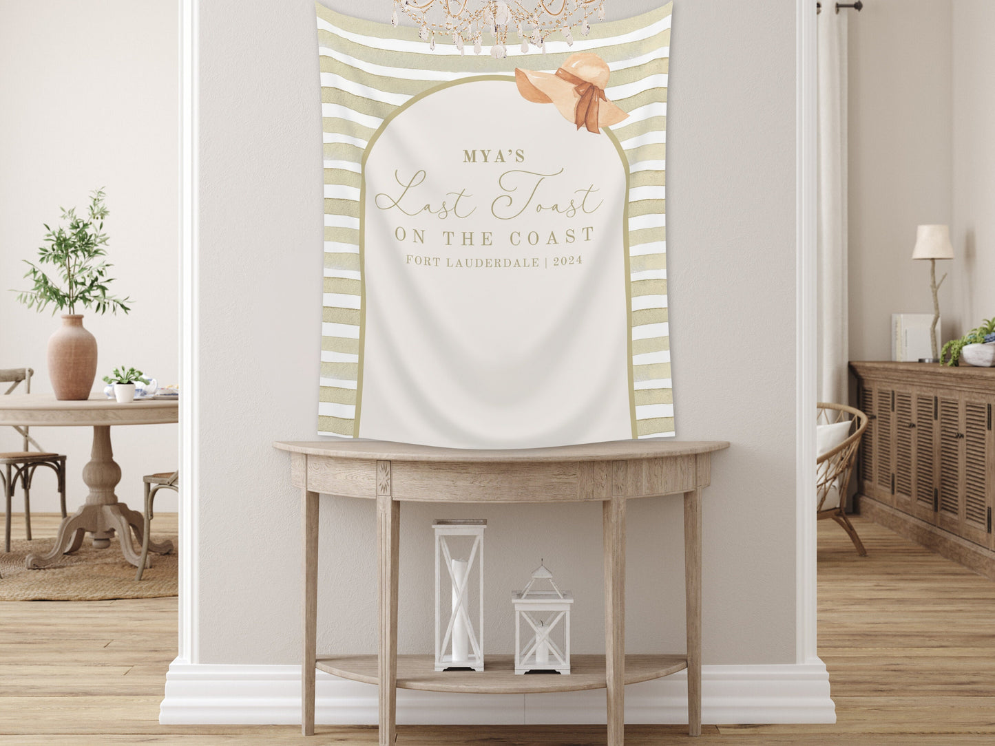 Custom Beach Bachelorette Banner | Last Toast on the Coast | Bachelorette Trip | Personalized Bride Backdrop | Hen Party Beach Club | Gifts