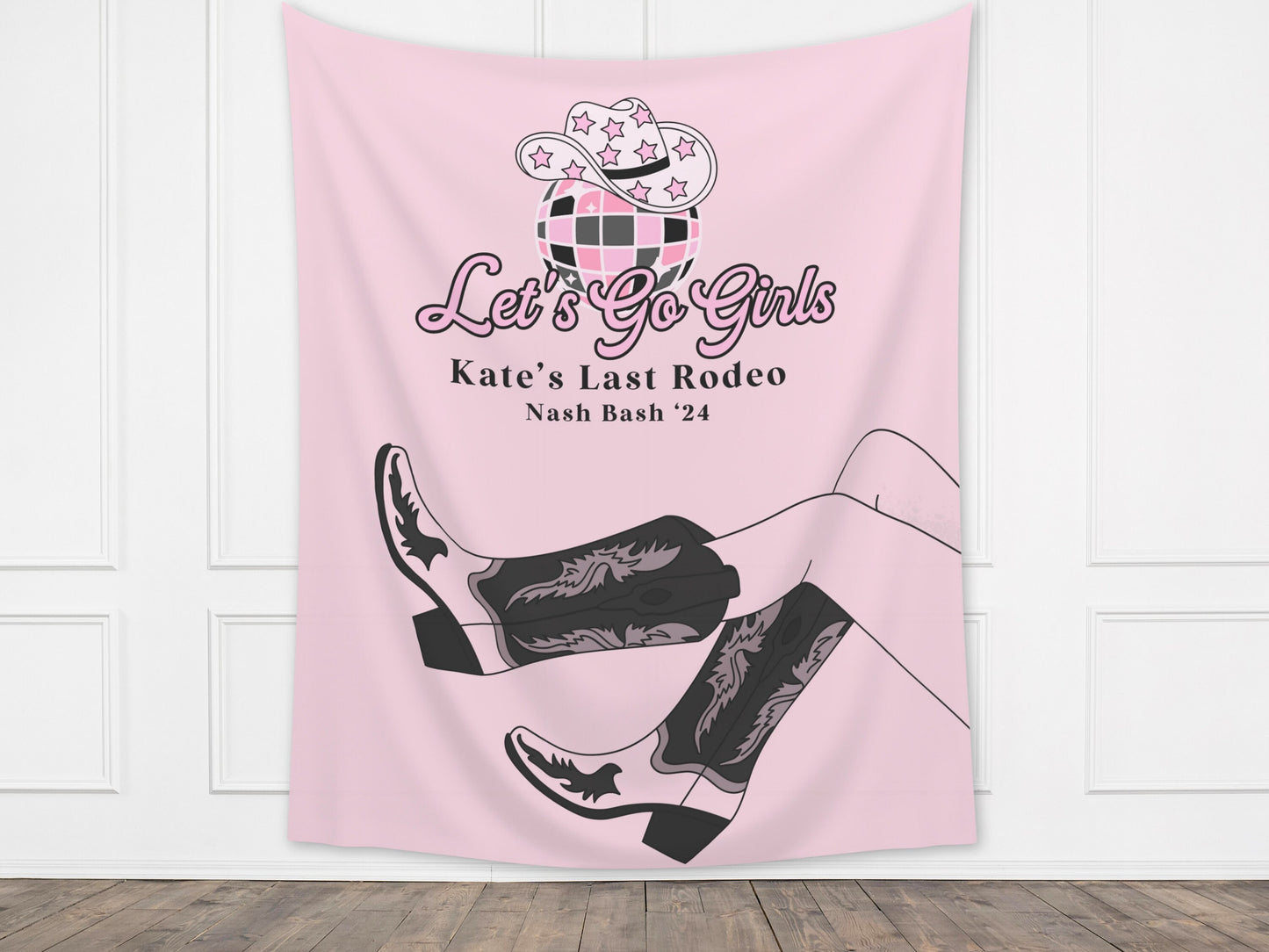 Let's Go Girls Custom Banner | Nashville Bachelorette Party | Personalized Disco Cowgirl Backdrop | | Last Rodeo | Girls Trip | Bride Gift
