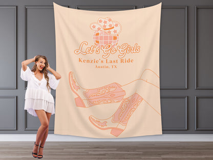 Let's Go Girls Custom Banner | Nashville Bachelorette Party | Personalized Disco Cowgirl Backdrop | | Last Rodeo | Girls Trip | Bride Gift