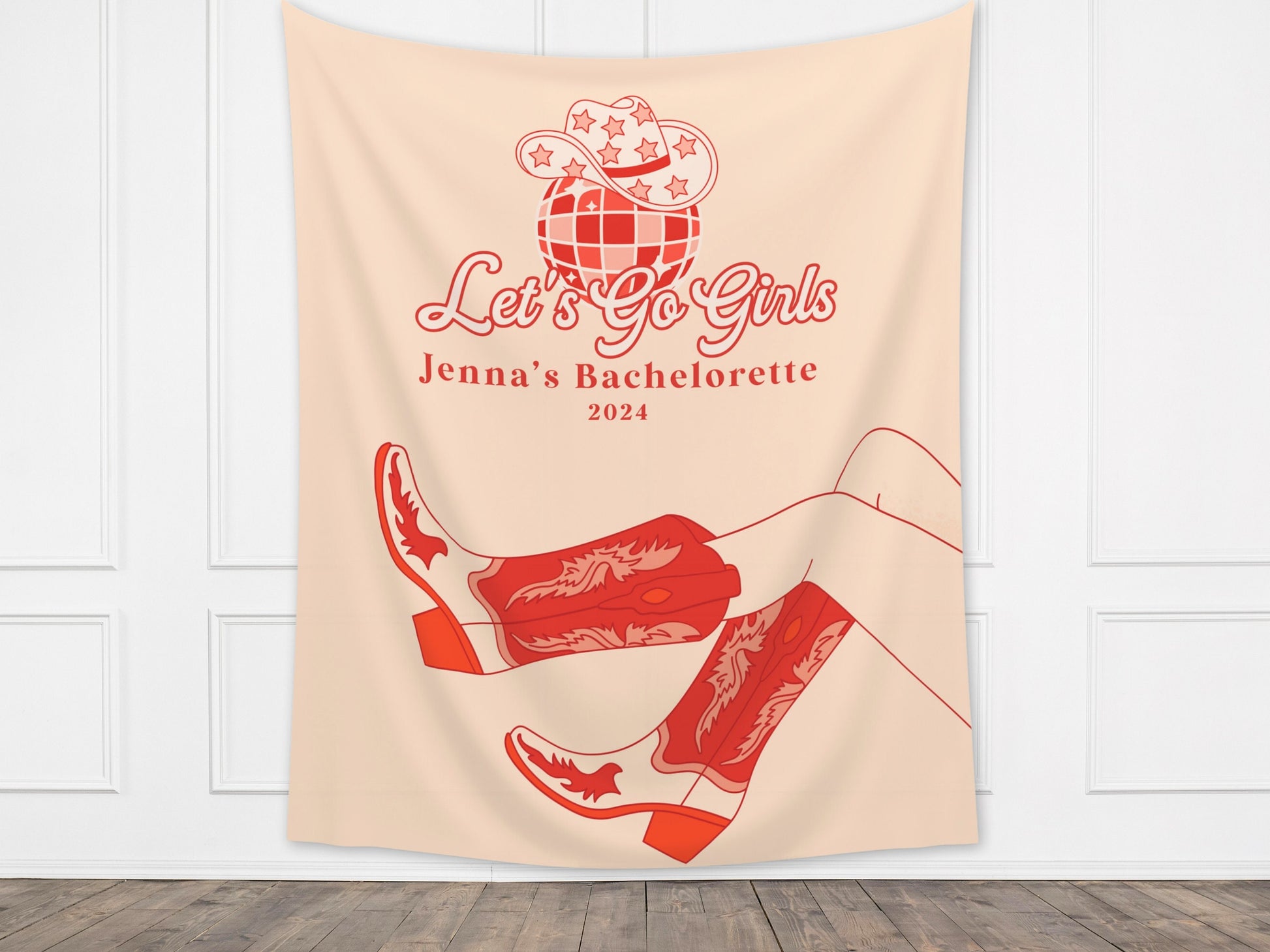 Let's Go Girls Custom Banner | Nashville Bachelorette Party | Personalized Disco Cowgirl Backdrop | | Last Rodeo | Girls Trip | Bride Gift