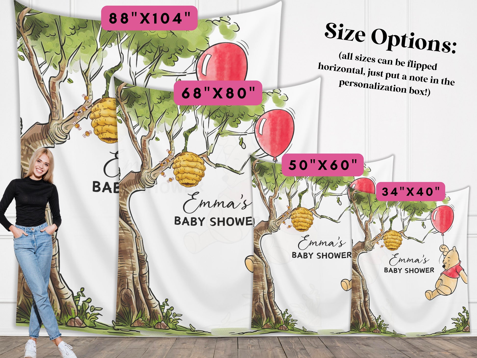 Winnie the Pooh Baby Shower Customizable Banner | Boy Baby Shower | Little Hunny Backdrop Décor | Classic Pooh Baby Shower | Pooh Birthday
