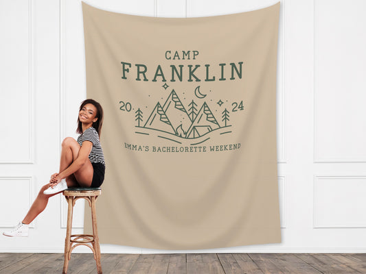 Camp Bachelorette Party Personalized Banner | Bride Last Name Lake Party Décor | Wild in the Woods Sign | Camping Bachelorette | Bridal Gift