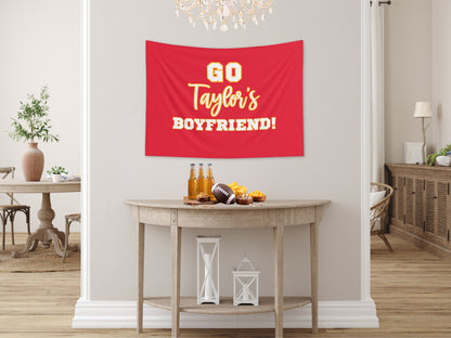 Go Taylor's Boyfriend Banner | Super Bowl LVIII Party Décor | In My Chiefs Era | Taylor & Travis | 2024 Superbowl Backdrop for Balloon Arch