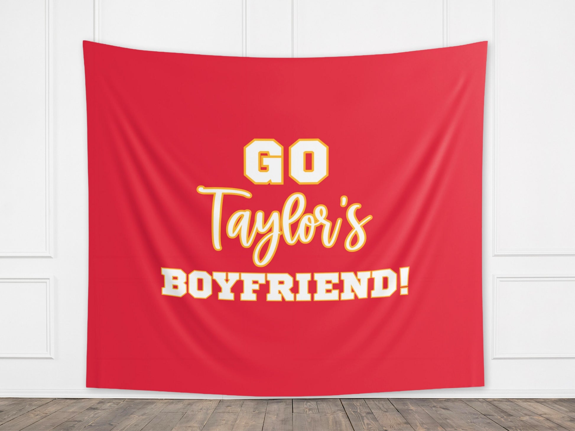 Go Taylor's Boyfriend Banner | Super Bowl LVIII Party Décor | In My Chiefs Era | Taylor & Travis | 2024 Superbowl Backdrop for Balloon Arch