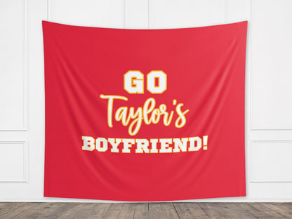 Go Taylor's Boyfriend Banner | Super Bowl LVIII Party Décor | In My Chiefs Era | Taylor & Travis | 2024 Superbowl Backdrop for Balloon Arch