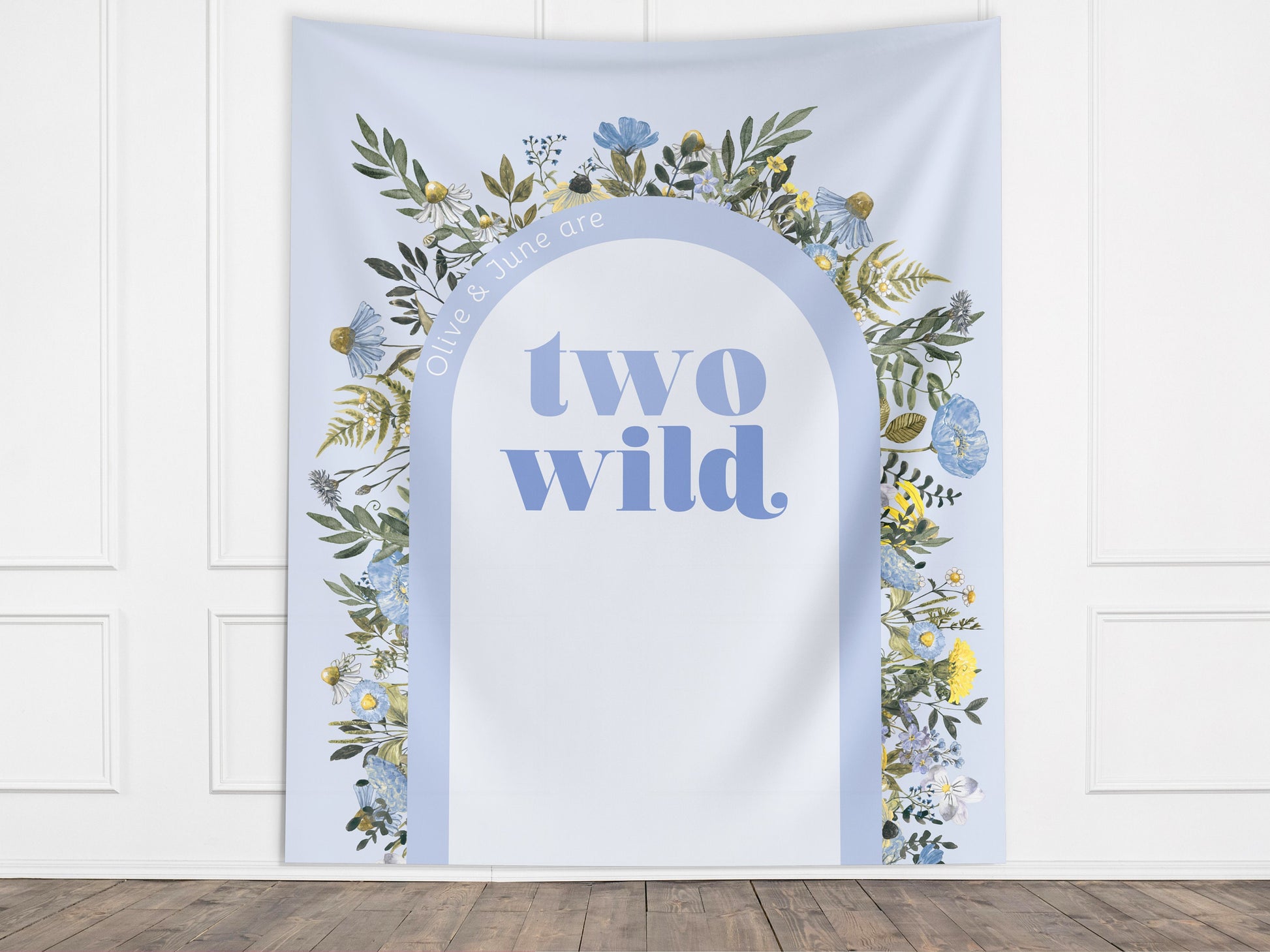 Two Wild Custom Text Backdrop, She's a Little Wildflower, Custom 2nd Birthday Party Backdrop, Girl Birthday, Boho Birthday, Retro Flowers