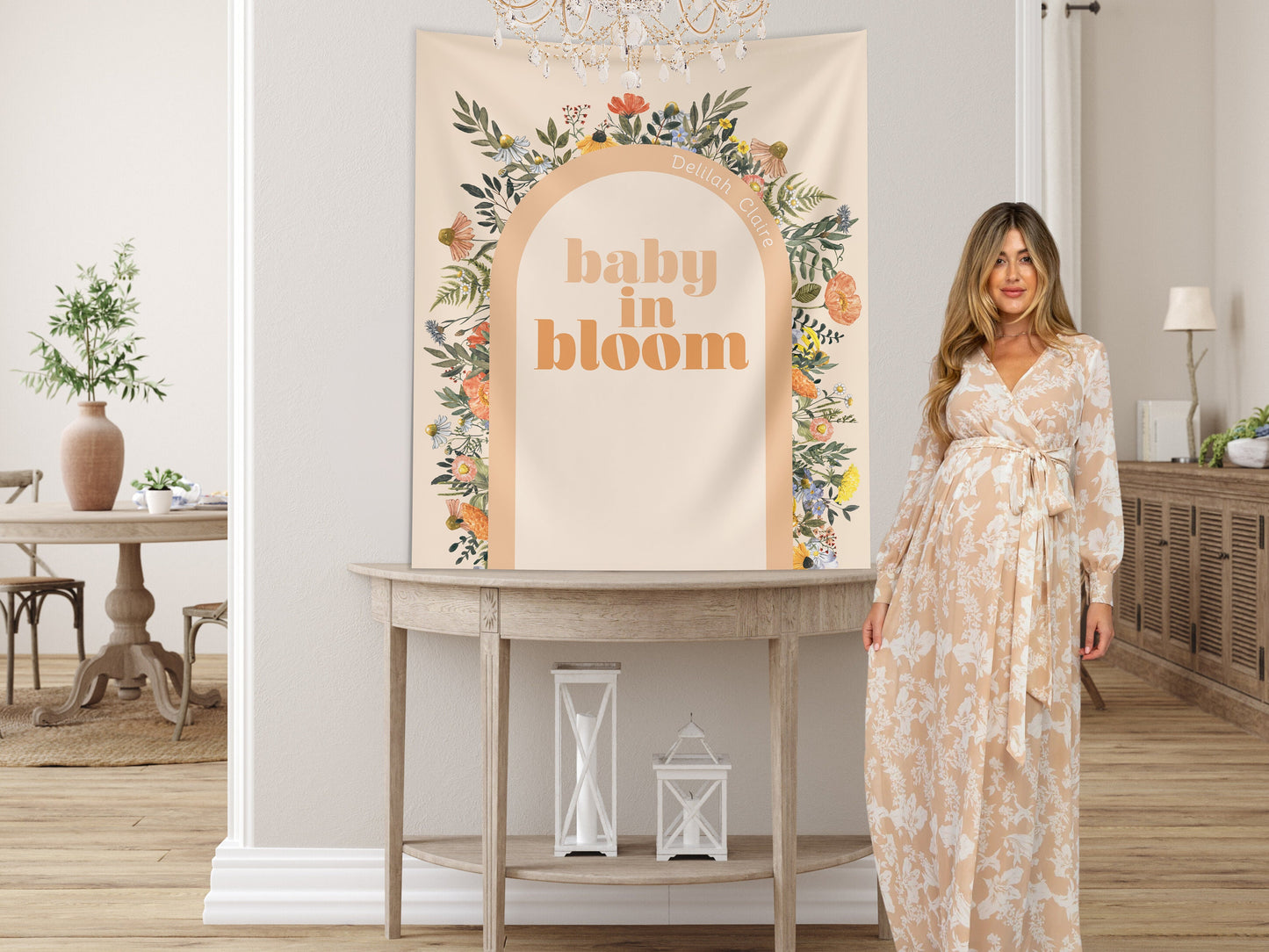 Baby in Bloom Custom Baby Shower Banner, She's a Little Wildflower, Girl Baby Shower, Boho, Retro Flower, Neutral Baby Shower, Gender Reveal