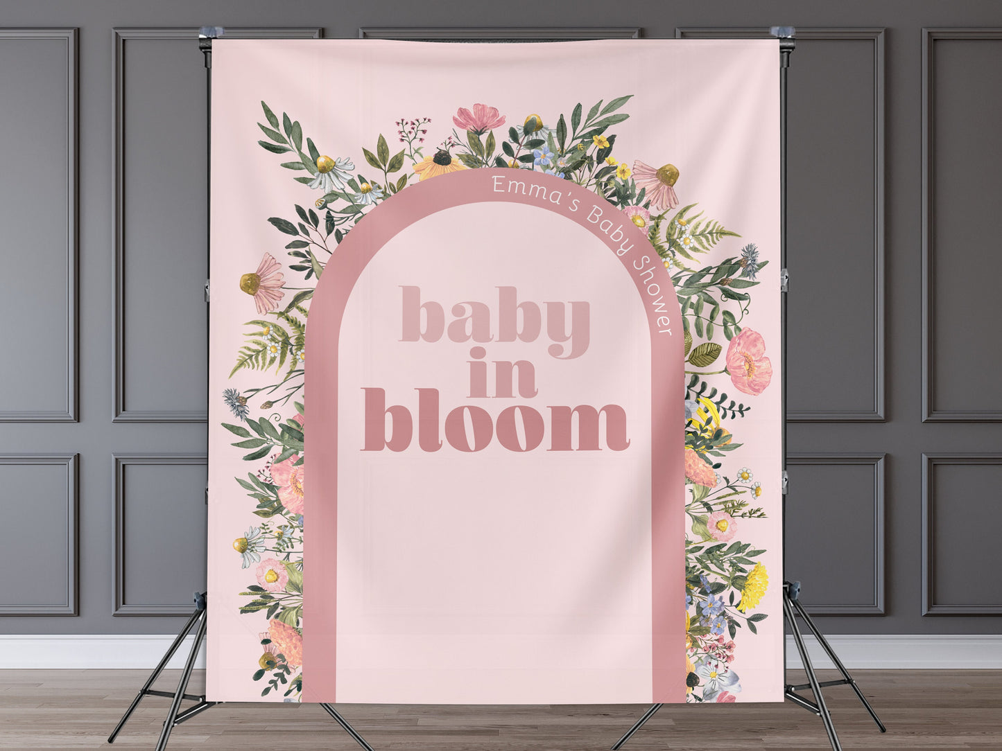 Baby in Bloom Custom Baby Shower Banner, She's a Little Wildflower, Girl Baby Shower, Boho, Retro Flower, Neutral Baby Shower, Gender Reveal