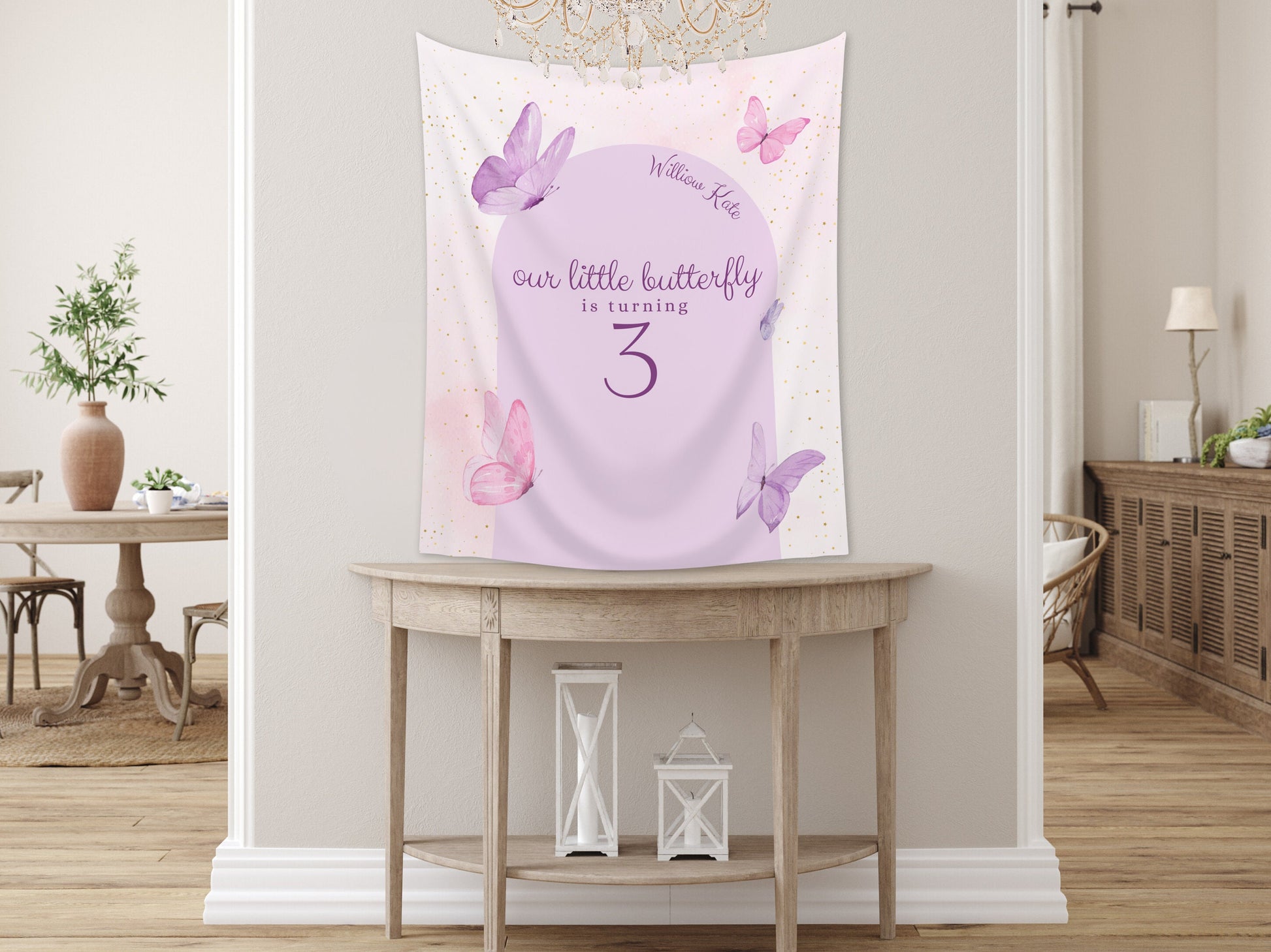 Custom Butterfly Party Banner | Little Butterfly Birthday Custom Backdrop | Pink Girl Birthday Party Décor | Baby Shower | Girl 1st Birthday