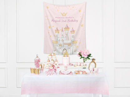 Princess Party Custom Banner | Magical Birthday Custom Backdrop | Pink Girl Birthday Party Décor | Baby Shower | Girl 1st Birthday Girl Gift