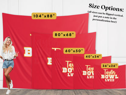 Taylor Bowl LVIII Banner | Super Bowl Party Décor | In My Chiefs Era | Team Taylor and Travis | 2024 Superbowl Backdrop for Balloon Arch