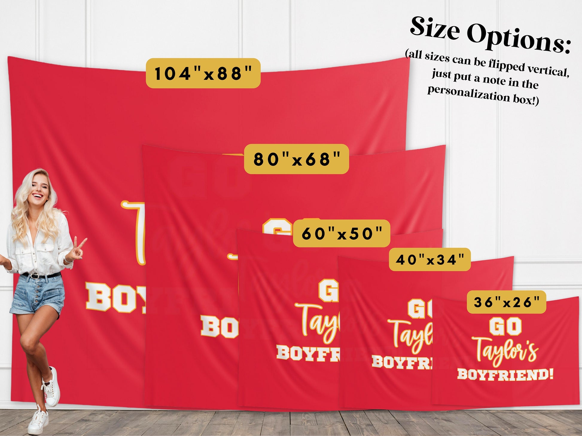 Go Taylor's Boyfriend Banner | Super Bowl LVIII Party Décor | In My Chiefs Era | Taylor & Travis | 2024 Superbowl Backdrop for Balloon Arch