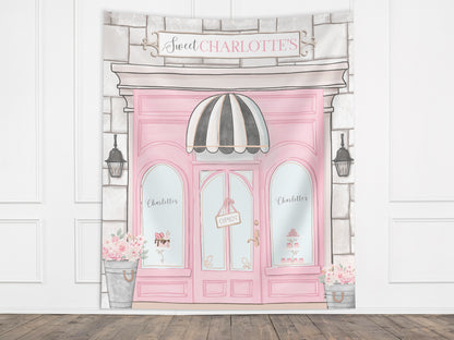 Custom Café Party Banner, Paris French Patisserie Storefront Bakery Backdrop, Girl Birthday Party Décor, Baby Shower Décor, Bridal Shower