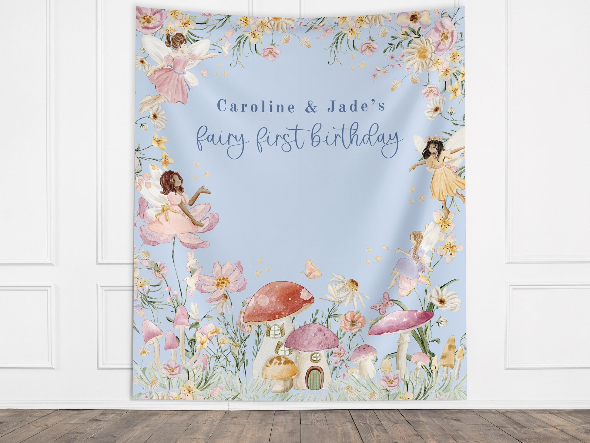 Fairy Birthday Custom Banner, Whimsical Pixie Fairy Party, Magical Floral Fairy Princess Party, Fairy First Birthday, Garden Tea Party