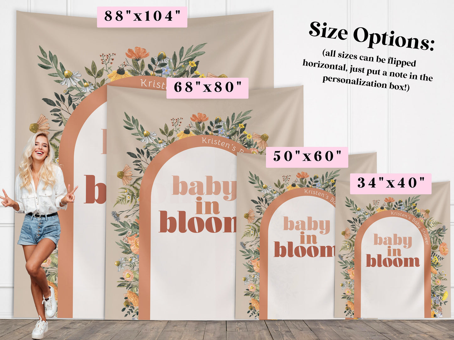 Baby in Bloom Custom Baby Shower Banner, She's a Little Wildflower, Girl Baby Shower, Boho, Retro Flower, Neutral Baby Shower, Gender Reveal