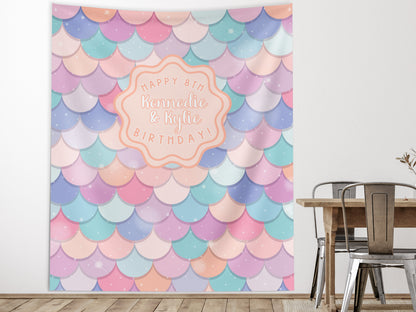 Mermaid Birthday Party Custom Banner, Under the Sea Backdrop, Girl Birthday Party Décor, One-der the Sea, Girl Mermaid Party