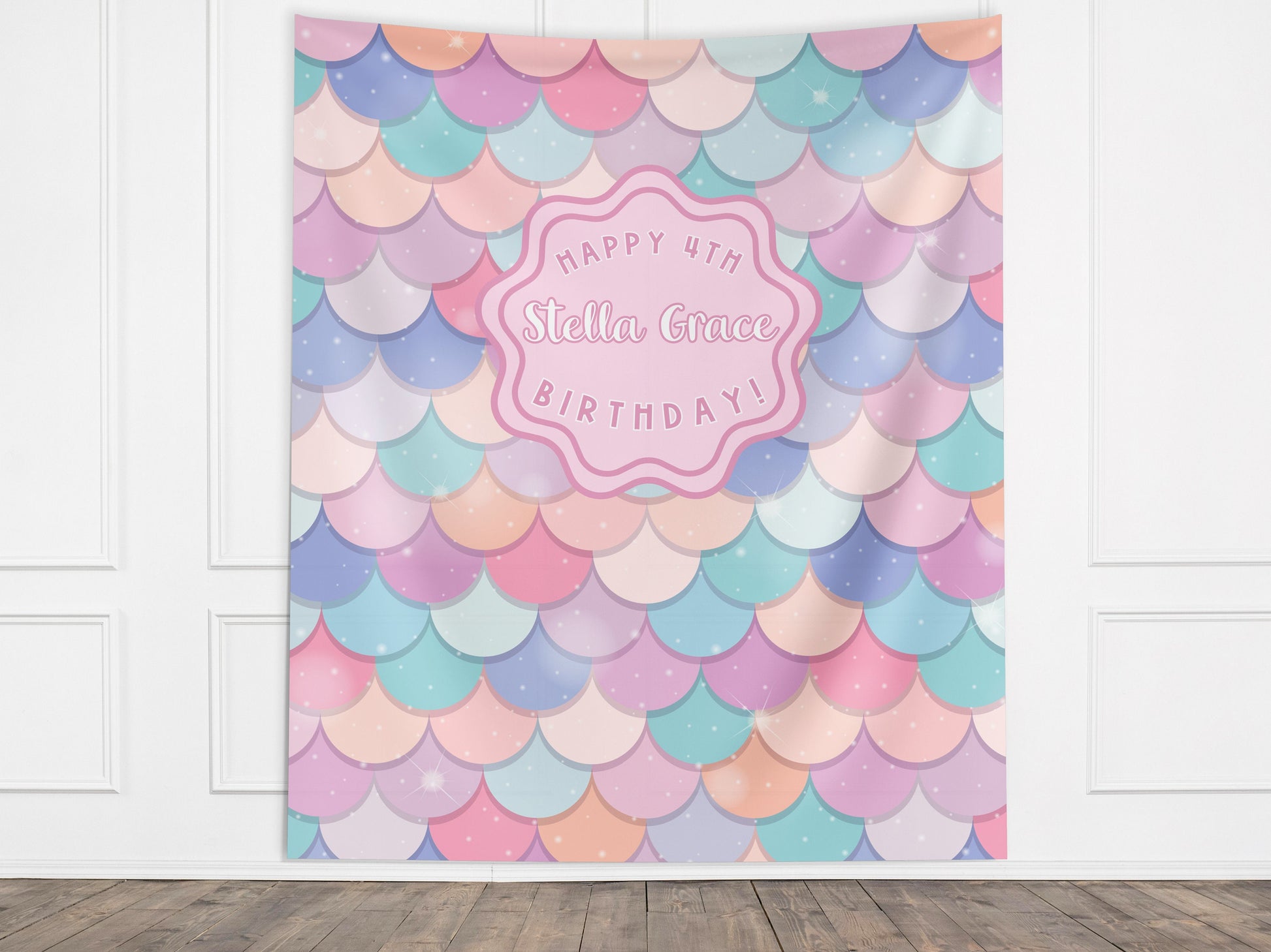 Mermaid Birthday Party Custom Banner, Under the Sea Backdrop, Girl Birthday Party Décor, One-der the Sea, Girl Mermaid Party