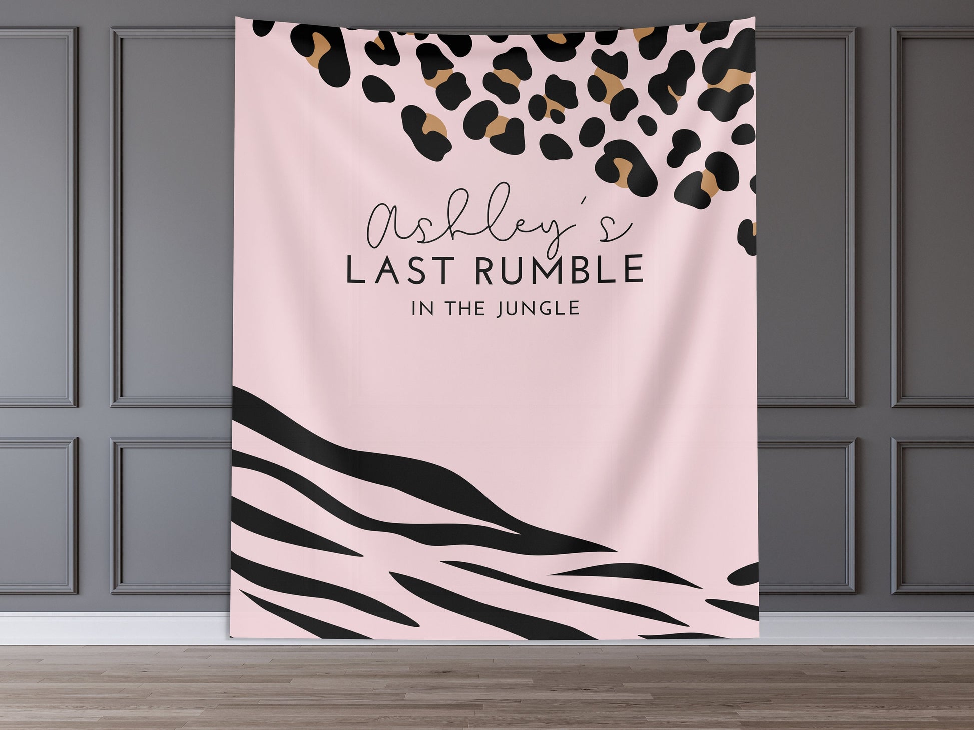 Wild Weekend Bachelorette Party Custom Banner, Last Rumble, Wild Jungle Leopard Print Bachelorette Backdrop Décor, Leopard Print, Zebra