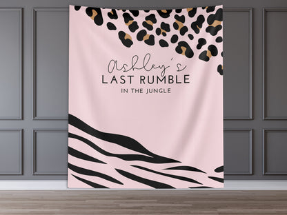 Wild Weekend Bachelorette Party Custom Banner, Last Rumble, Wild Jungle Leopard Print Bachelorette Backdrop Décor, Leopard Print, Zebra