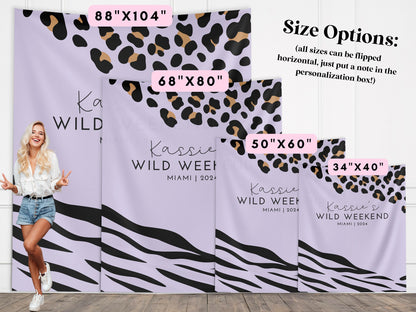Wild Weekend Bachelorette Party Custom Banner, Last Rumble, Wild Jungle Leopard Print Bachelorette Backdrop Décor, Leopard Print, Zebra