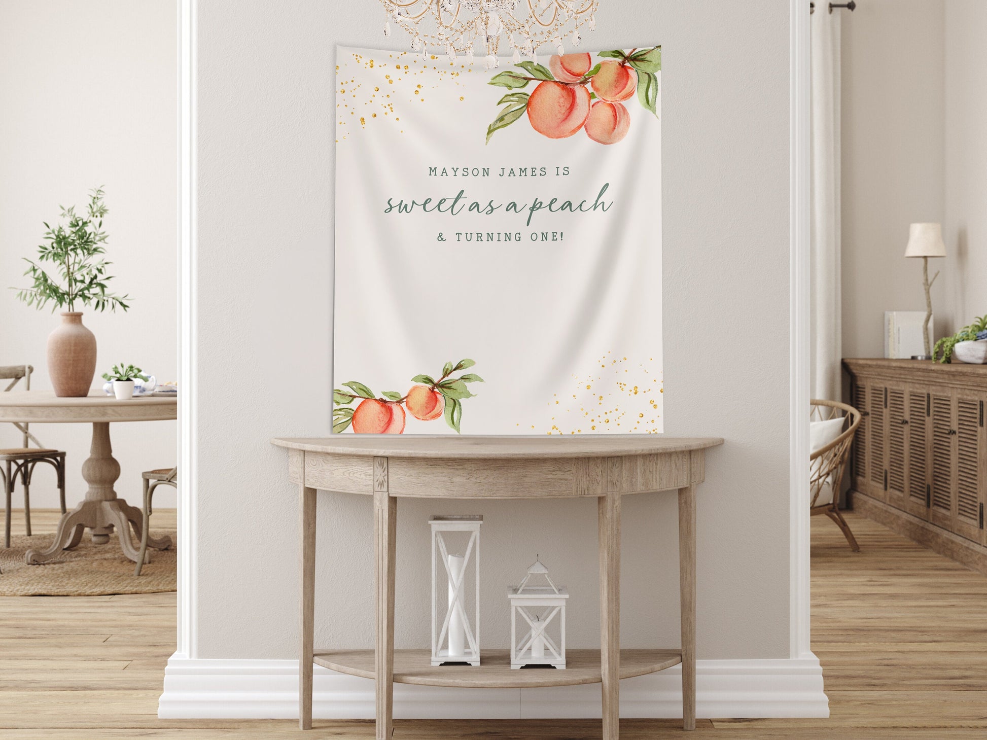 Peach 1st Birthday Girl Custom Banner, Little Peach Personalized Girl Birthday, Sweet as a Peach, Georgia Girl 1st, 2nd or 3rd Birthday