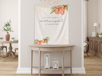 Peach 1st Birthday Girl Custom Banner, Little Peach Personalized Girl Birthday, Sweet as a Peach, Georgia Girl 1st, 2nd or 3rd Birthday